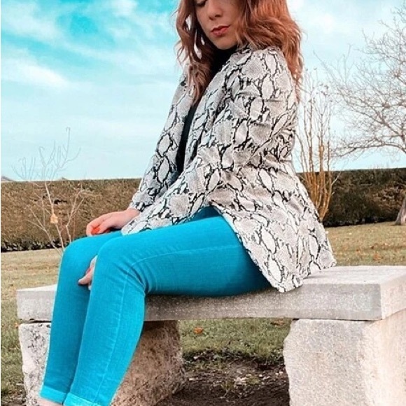 animal print snake print jacket long sleeve coat blazer - Picture 3 of 6